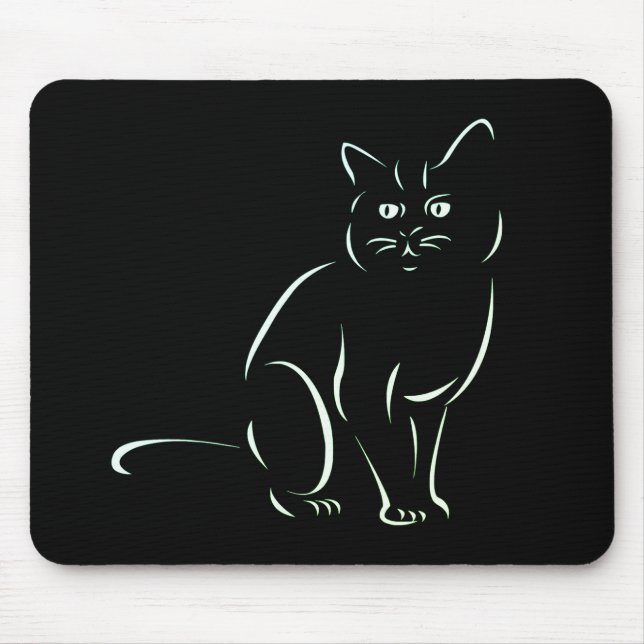 Simply White Kitty Cat Mouse Mat (Front)