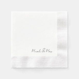 Simply White Script Names Coined Napkin