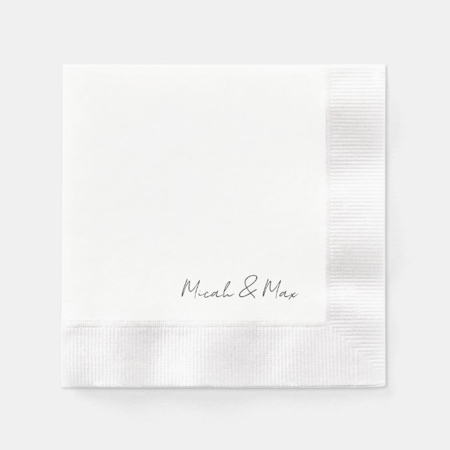 Simply White Script Names Coined Napkin (Front)