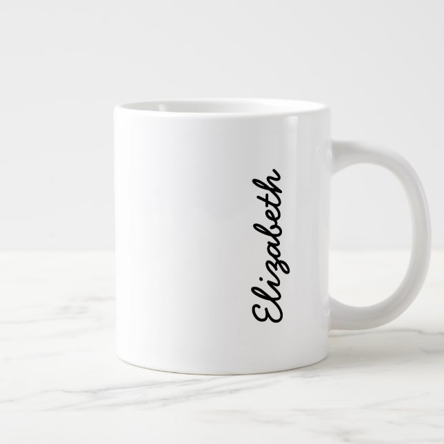 Simply White Solid Colour Personalise It Custom Large Coffee Mug (Right)