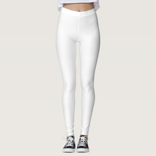 Simply White Solid Colour Personalise It Custom Leggings (Front)