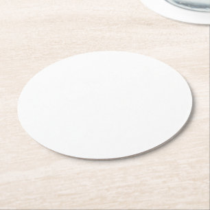 Simply White Solid Colour Personalise It Custom Round Paper Coaster