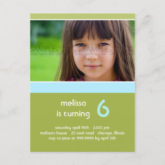 Simply You Green/Aqua • Birthday Invitation Postcard