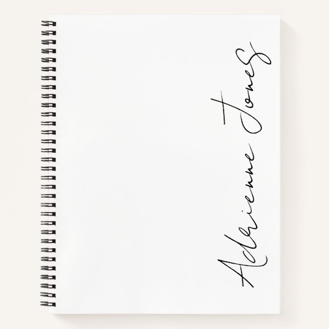 Simply Your Name White & Black Notebook (Front)
