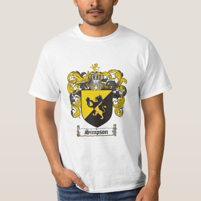Simpson Family Crest - Simpson Coat of Arms T-Shirt (Front)
