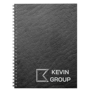 Simulated Black Leather Business Logo Notebook