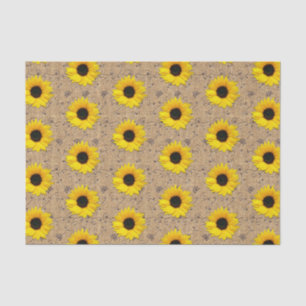 Simulated Burlap Lace Yellow Sunflower Rustic Tissue Paper