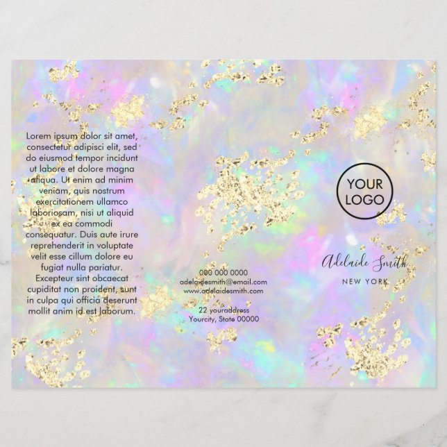 simulated chunky glitter on opal brochure (Front)