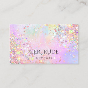 simulated chunky glitter pastel colours business card
