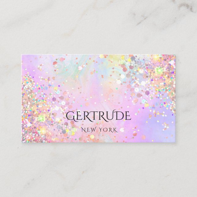 simulated chunky glitter pastel colours business card (Front)