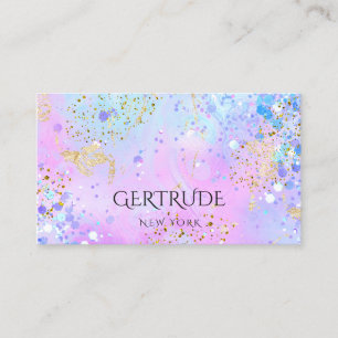 simulated chunky glitter purple design business card