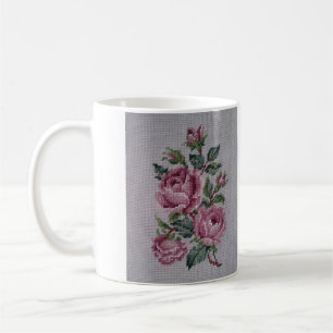 Simulated Embroidered Floral Coffee Mug