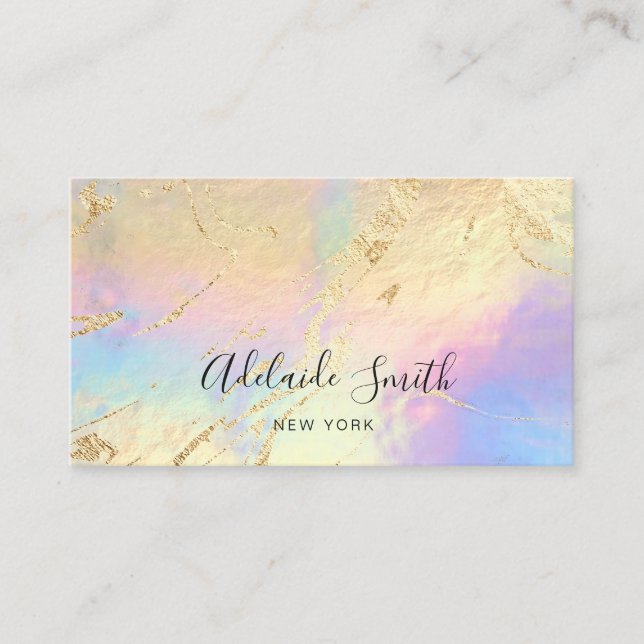 simulated foil details FAUX holographic effect Business Card (Front)