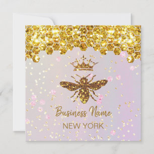 simulated glitter bee  invitation