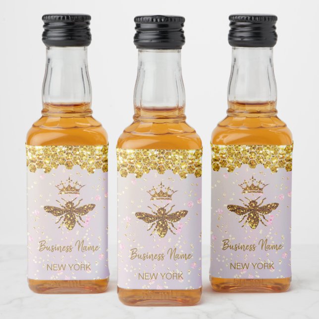 simulated glitter bee  liquor bottle label (Bottles)