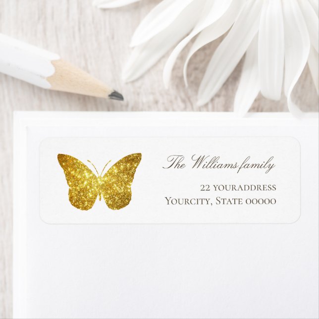 simulated glitter butterfly label (Insitu)
