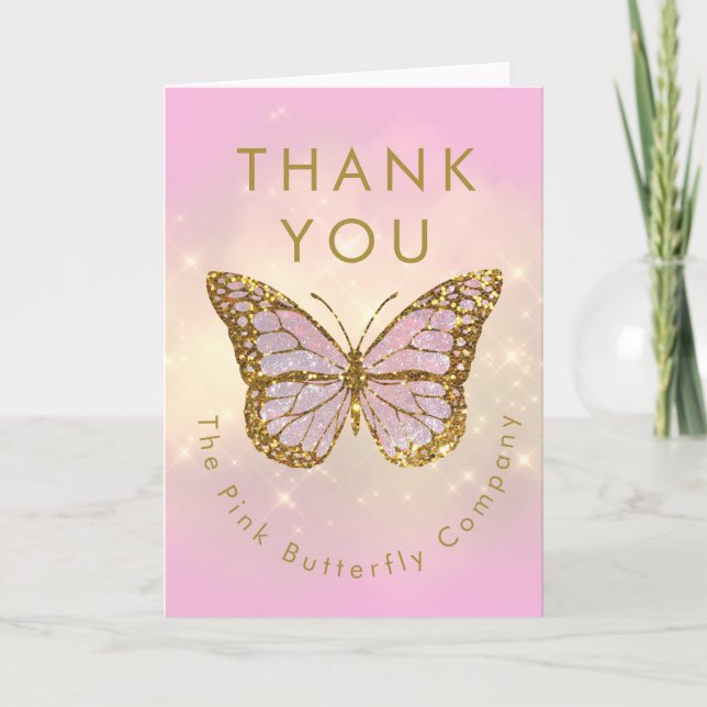 simulated glitter butterfly thank you (Front)