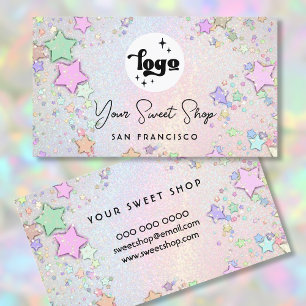 simulated glitter delicate pastel rainbow  business card