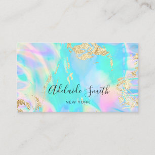 simulated glitter details FAUX holographic Business Card