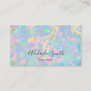 simulated glitter details FAUX holographic opal Business Card