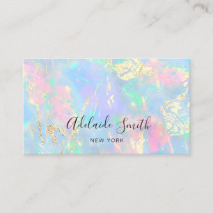 simulated glitter details on pastel opal business card