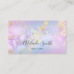 simulated glitter details on purple marble business card