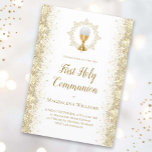 simulated glitter First Holy Communion Invitation<br><div class="desc">Catholic First Holy Communion invitation</div>