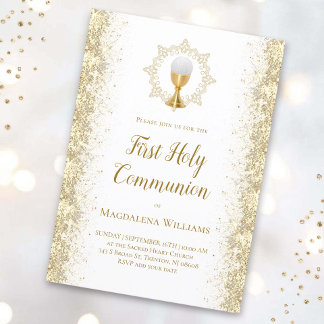 simulated glitter First Holy Communion Invitation