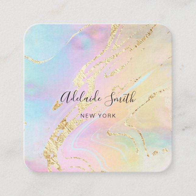 simulated glitter foil FAUX holographic effect Square Business Card (Front)