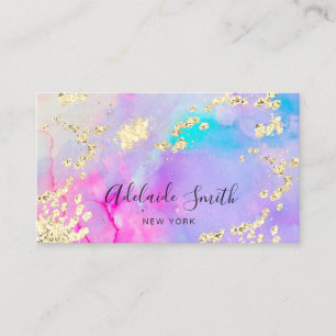 simulated glitter on alcohol ink business card