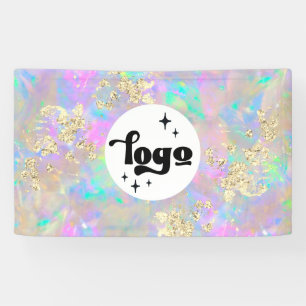 simulated glitter on faux iridescent opal banner