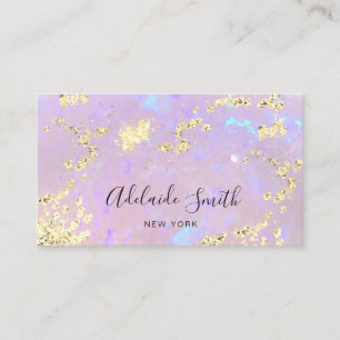 simulated glitter on faux iridescent purple stone business card