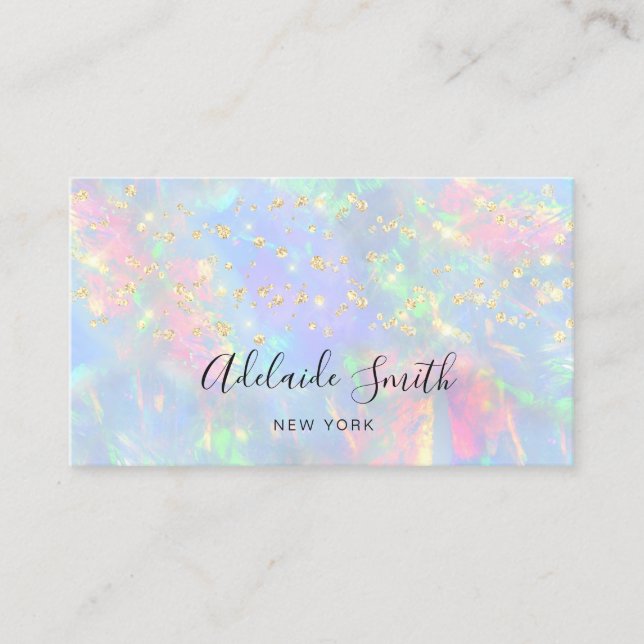 simulated glitter on pastel opal business card (Front)