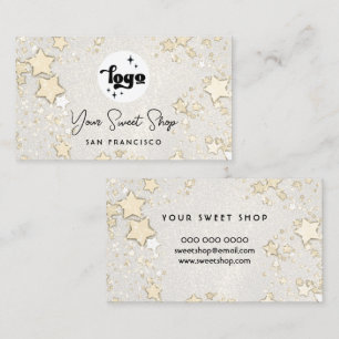 simulated glitter stars business card