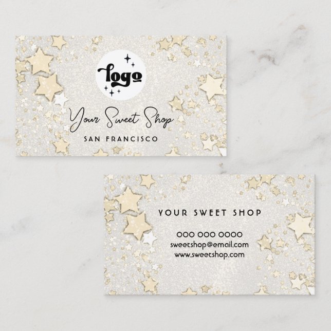 simulated glitter stars business card (Front/Back)