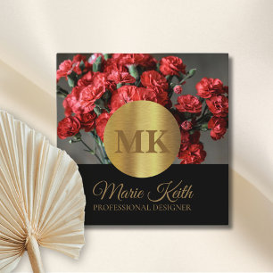 Simulated Gold and Black Modern Professional Square Business Card