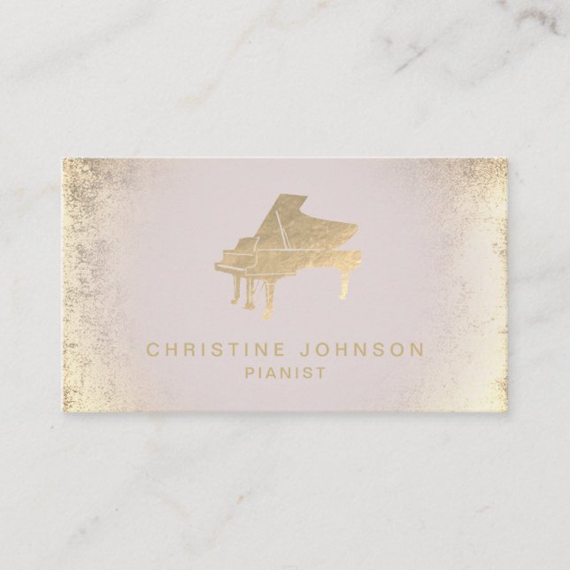 simulated gold foil piano business card (Front)