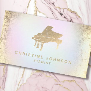 simulated gold foil piano logo business card