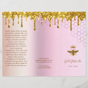 simulated gold glitter queen bee brochure