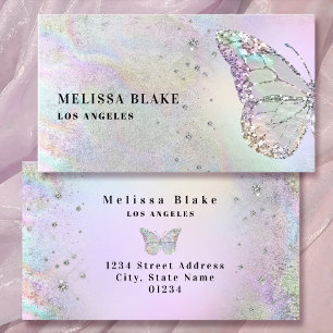 simulated iridescent foil butterfly business card