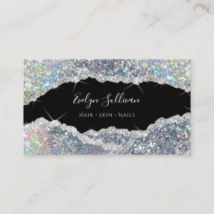 Simulated iridescent glitter business card