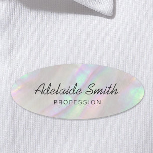 simulated iridescent shell name tag