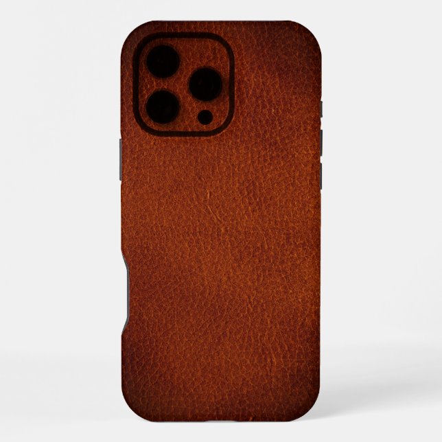 Simulated Natural Dark Red Brown Leather iPhone Case (Back)