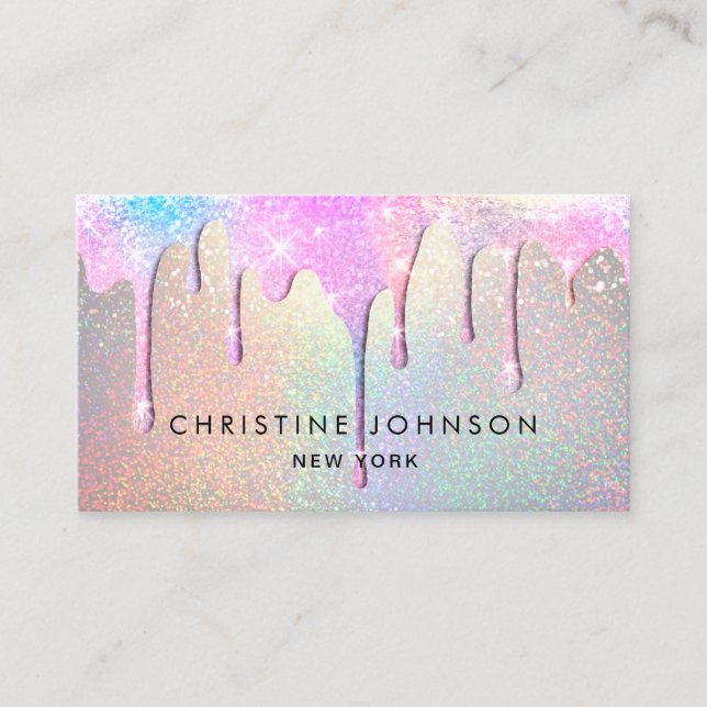 simulated sparkling effect glitter drips business card (Front)