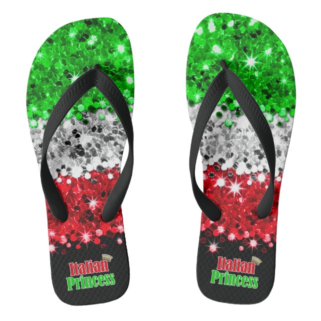 Simulated Sparkly Glitter Italian Princess Flip Flops (Footbed)