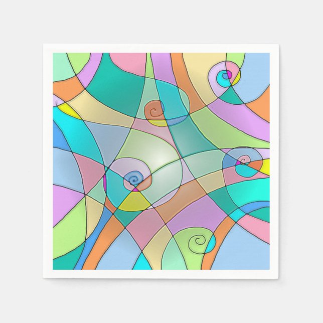 Simulated Stained Glass Colourful Design Napkin (Front)