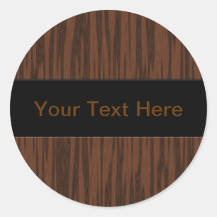 Simulated Walnut Classic Round Sticker