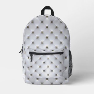 Simulated White Tufted Gold Studs Backpack