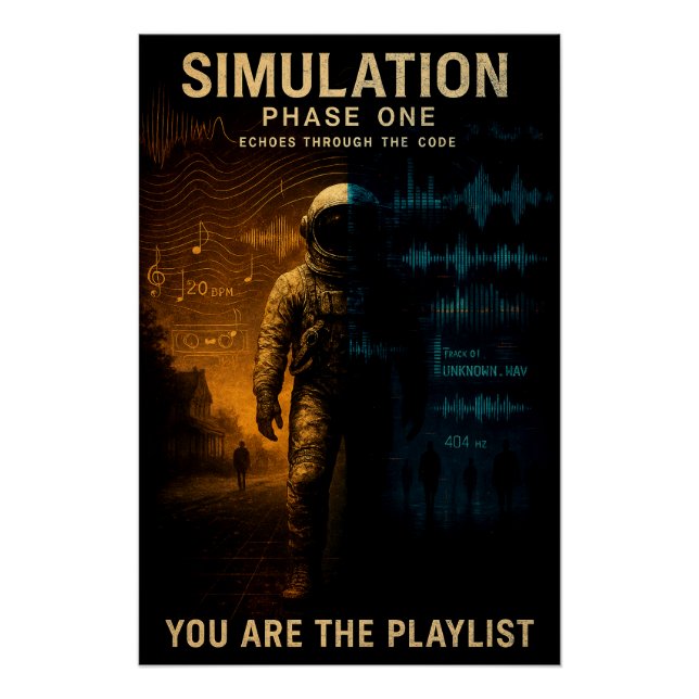 Simulation Phase One Poster - Glitch Astronaut Art (Front)