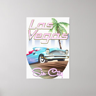 Sin city Las Vegas 1980s travel poster Canvas Print
